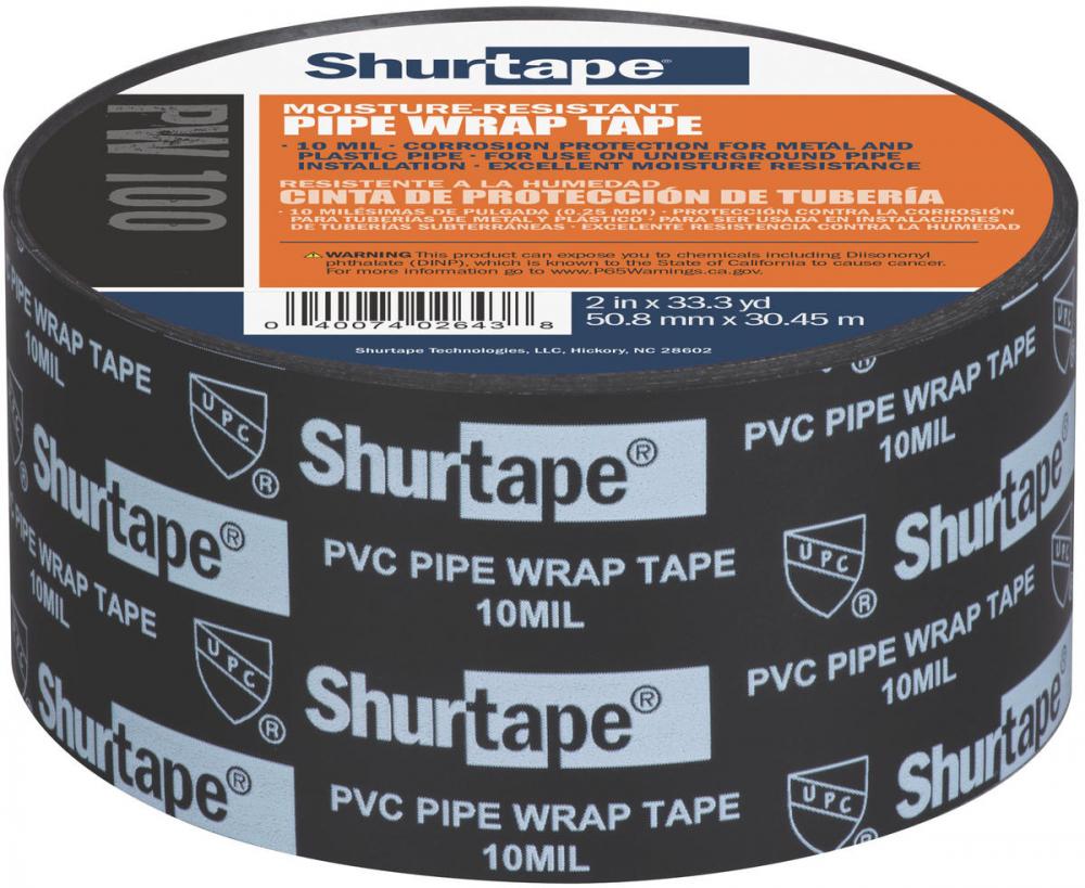 PW 100 Corrosion-Resistant PVC Pipe Wrap Tape - Black Printed - 10 mil - 2in x 3